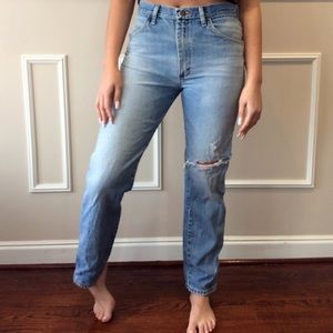 Early 1990s  high waisted distressed Rustler Wrangler jeans